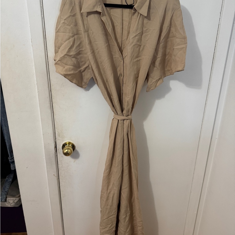 Zara Tan Button-Up Dress
